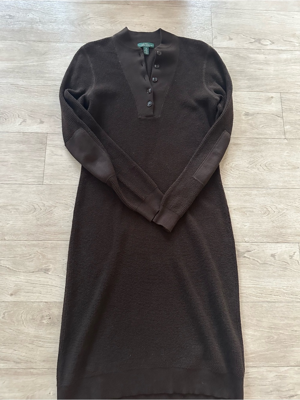 Ralph Lauren Dark Brown Long Sleeve Henley Knit Dress